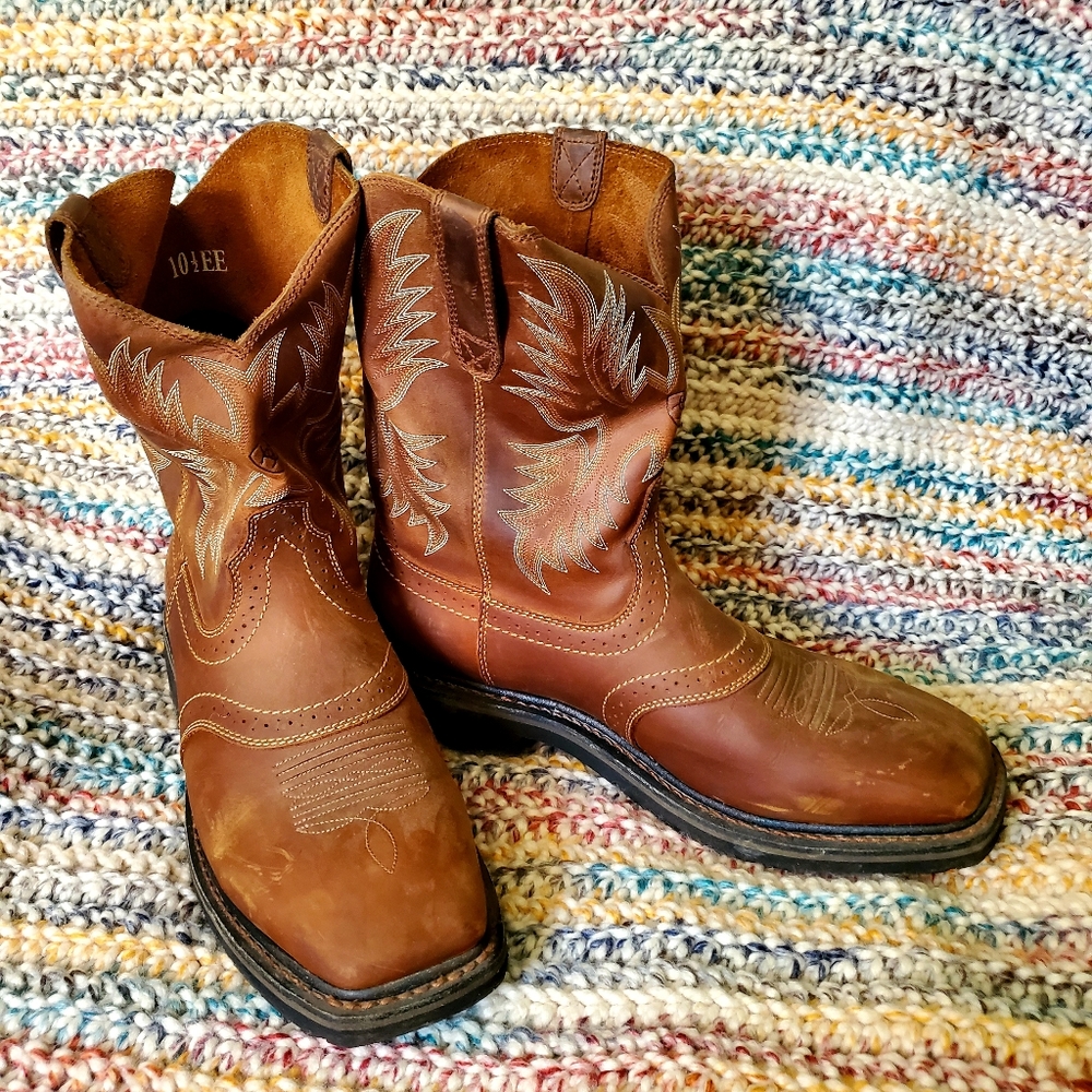 ARIAT Men's 10.5 EE Sierra Square Toe Leather Work Boots